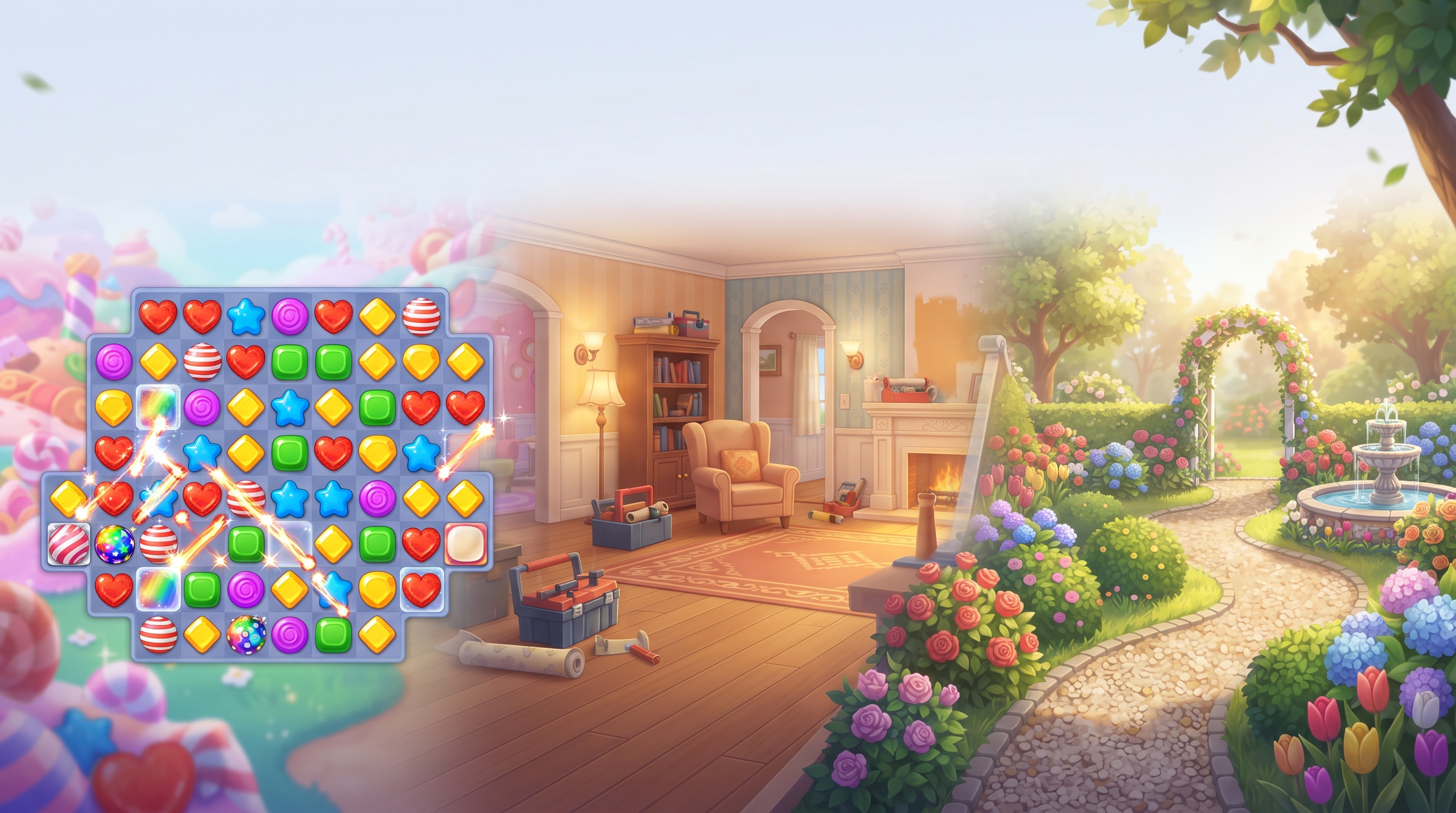 Candy Crush Saga vs. Homescapes vs. Gardenscapes: Which Puzzle Game Should You Play?